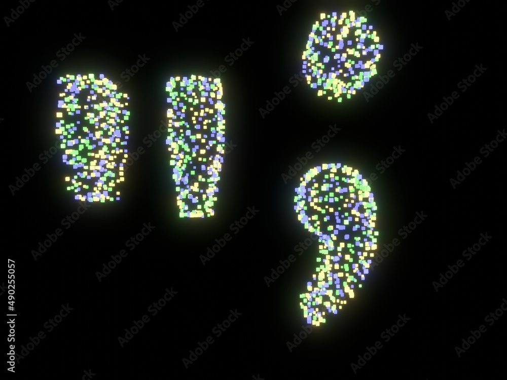 Fototapete glowing cube themed font quotation mark and comma and period