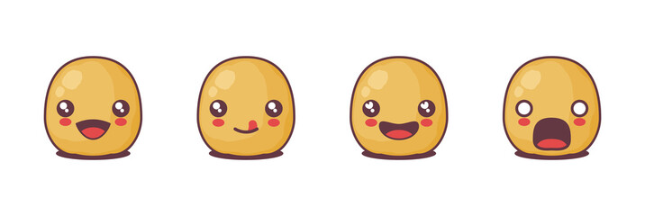 potato cartoon mascot illustration, with different facial expressions