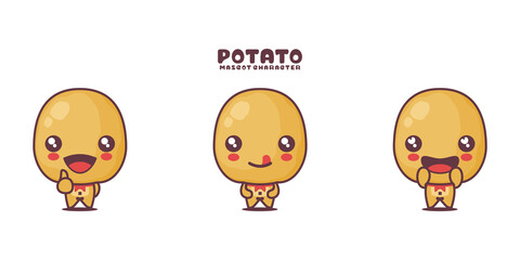 potato cartoon mascot illustration, with different expressions
