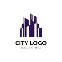 city ​​skyline, city silhouette, modern city and city center. With logo design concept, icon and symbol illustration template.
