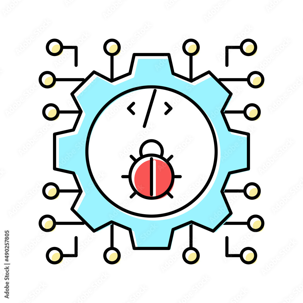 Aufkleber development debug color icon vector illustration