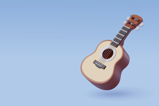 3d Acoustic Guitar, music and instrument concept