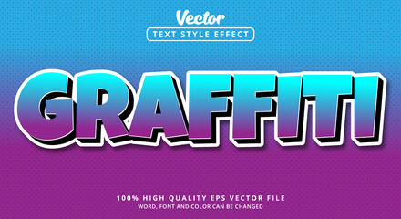 Graffiti text in blue and black purple color combination style, editable text effect in bright and modern luxury style