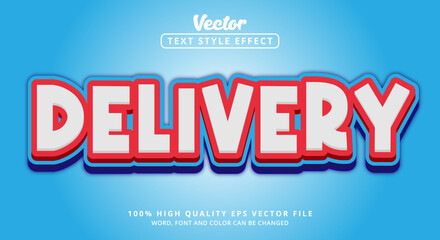 Editable text effects Delivery in gray red blue layered color style with happy light shades