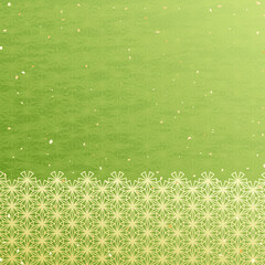 抹茶を思わせるような緑色の和風模様イラスト