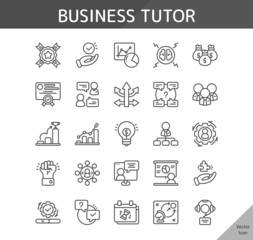 business tutor icon set, isolated outline icon in light background, perfect for website, blog, logo, graphic design, social media, UI, mobile app, EPS vector illustration