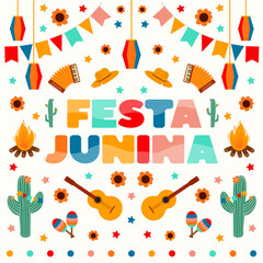 Festa Junina card, traditional Brazil June Festival.