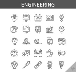 engineering icon set, isolated outline icon in light background, perfect for website, blog, logo, graphic design, social media, UI, mobile app, EPS vector illustration
