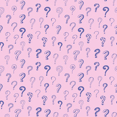 question mark seamless pattern hand drawn doodle, vector. wallpaper, textile, wrapping paper, background.
