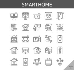 Obraz na płótnie Canvas smarthome icon set, isolated outline icon in light background, perfect for website, blog, logo, graphic design, social media, UI, mobile app, EPS vector illustration