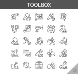 toolbox icon set, isolated outline icon in light background, perfect for website, blog, logo, graphic design, social media, UI, mobile app, EPS vector illustration