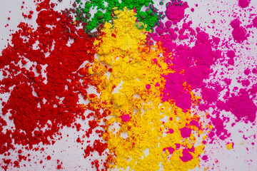 Organic Gulal colors in silver bowl for Holi festival