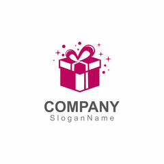 Gift box surprise logo design vector template Image art