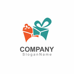 Gift box surprise logo design vector template Image art