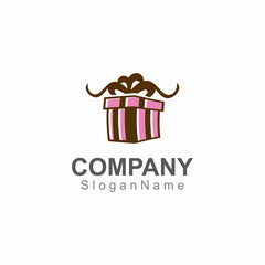 Gift box surprise logo design vector template Image art