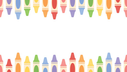 Cute pastel colored crayons seamless border background. Flat vector illustration. Back to school concept.