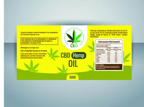 CBD hemp oil label design vector illustration 