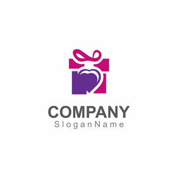 Gift box surprise logo design vector template Image art
