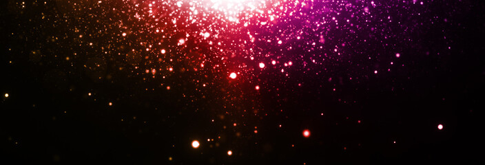 レンズフレア　太陽光　反射　パーティクル　粒子　粉末　星々　background of abstract glitter lights. gold and black. de focused. banner