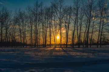Sunset on a very cold winter evening