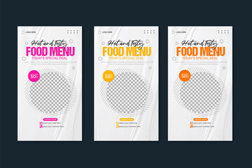 Food menu story and restaurant social media story template
