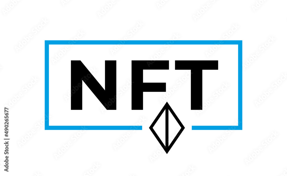 Poster NFT Blockchain simple banner. Non Fungible Token background template.