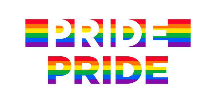 LBGT pride text slogan banner background vector design template. Community of gay couple, diverse people group and more.
