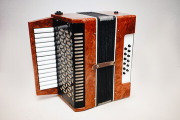 Close-up accordion on a white background 