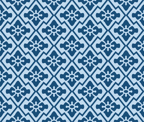 Japanese Zigzag Diamond Flower Vector Seamless Pattern