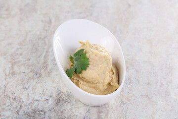 Traditional Jewish Hummus with olive oil