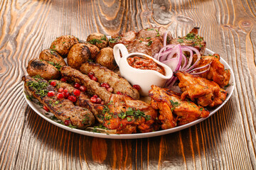 Bbq mix plate with beef, pork, lamb