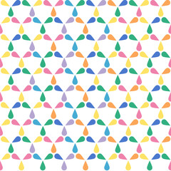 Colorful rotating rain drops seamless pattern