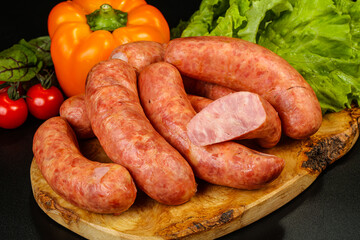 Natural meat sausages with minced meat