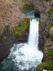 Kolugljufur canyon and waterfall at the north of Iceland