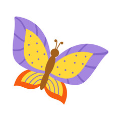 Vector illustration of cute butterfly isolated on white background.