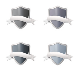 Shield concept set. Flat colored vector illustration. Isolated on white background. 