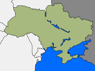 Ukraine map with political division in Europe
