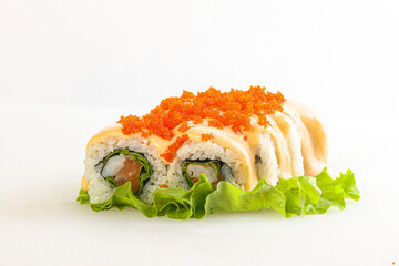 Japanese roll with salmon and prawn