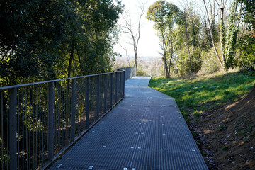 metal walkway protect guides hikers in park