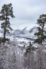 Covered with snow Caucasus mountain