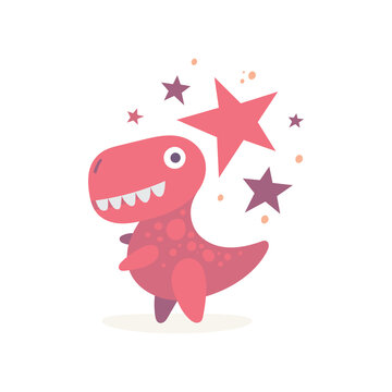 Cute dinosaur abstract illustration. Dinosaur cartoon character illustration. Part of set.