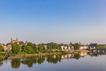 Skyline of the old town center at dawn in Maastricht, Netherlands