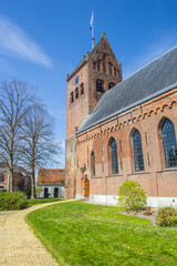 Historic Sint Piter church in small village Grou, Netherlands