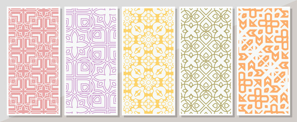 Colorful vertical banner with minimal pattern set