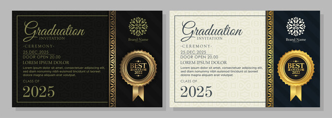 Elegant graduation invitation template with ornament