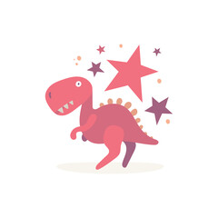 Cute dinosaur abstract illustration. Dinosaur cartoon character illustration. Part of set.
