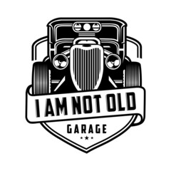 I am not old classic car garage inspiration logo design.