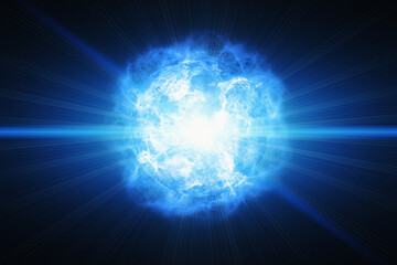 bright energy flash in center image with copy space place