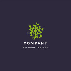 Spiral nature logo, green circle leaf simple and modern design