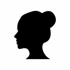 Woman Face Silhouette with Stylish Hairstyle